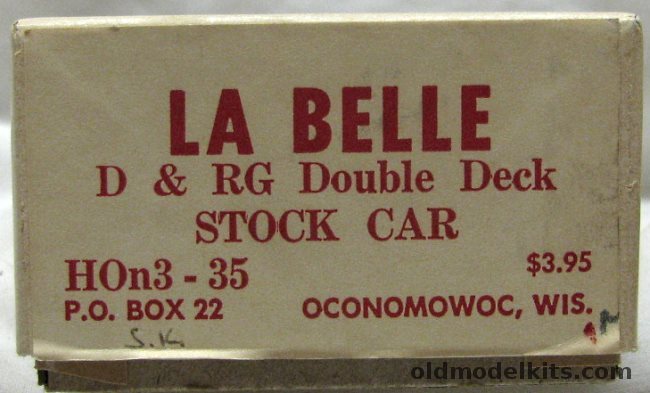 La Belle 1/87 D & RG Double Deck Stock Car - HOn3 Craftsman Kit, HOn3-35 plastic model kit